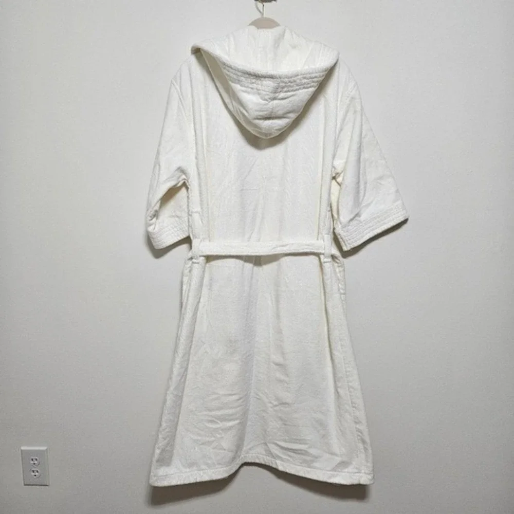 VTG TJ Lawford Women Turkish Towel Spa Bath Robe 100% Cotton Chunky Long Cream S